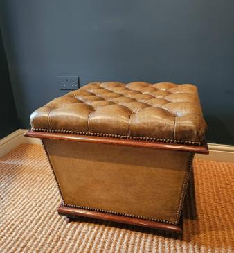 Victorian Leather Ottoman Stool
