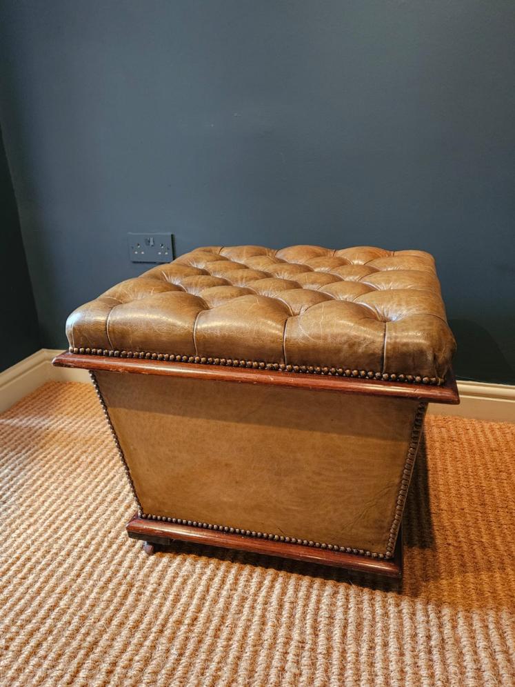 Victorian Leather Ottoman Stool - Image 1