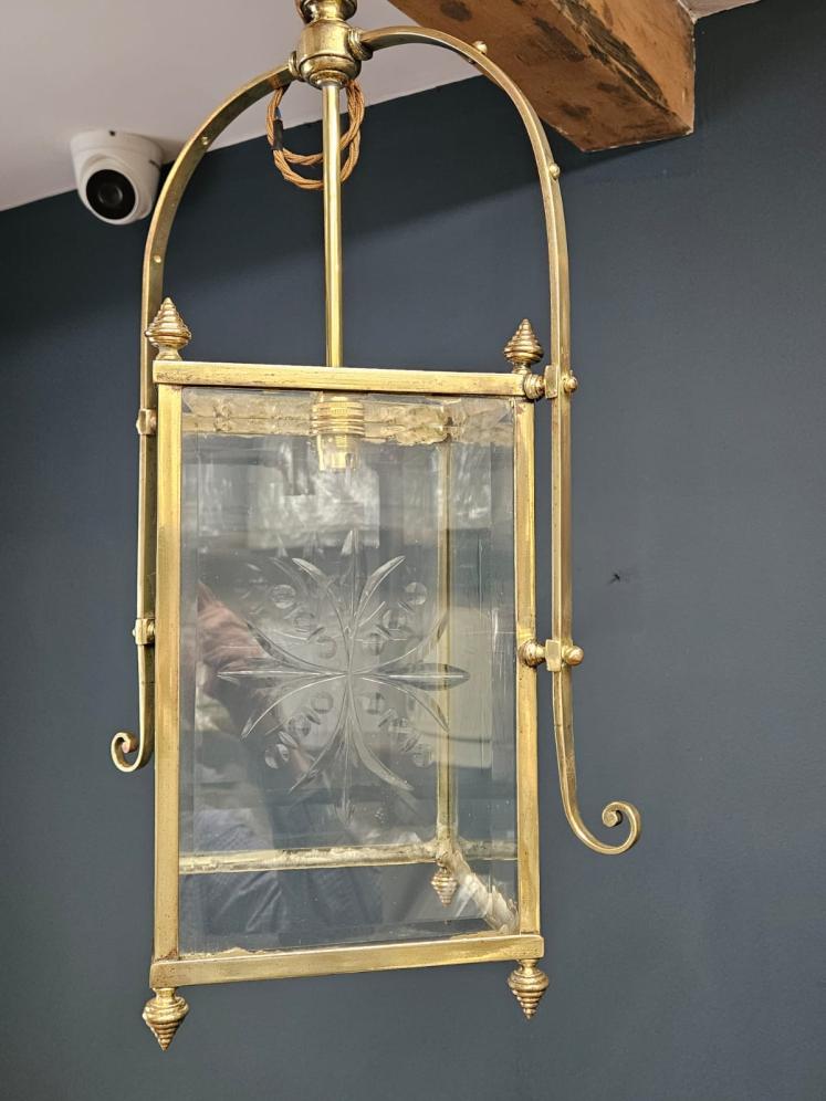 Edwardian Brass Framed Hall Lantern - Image 5