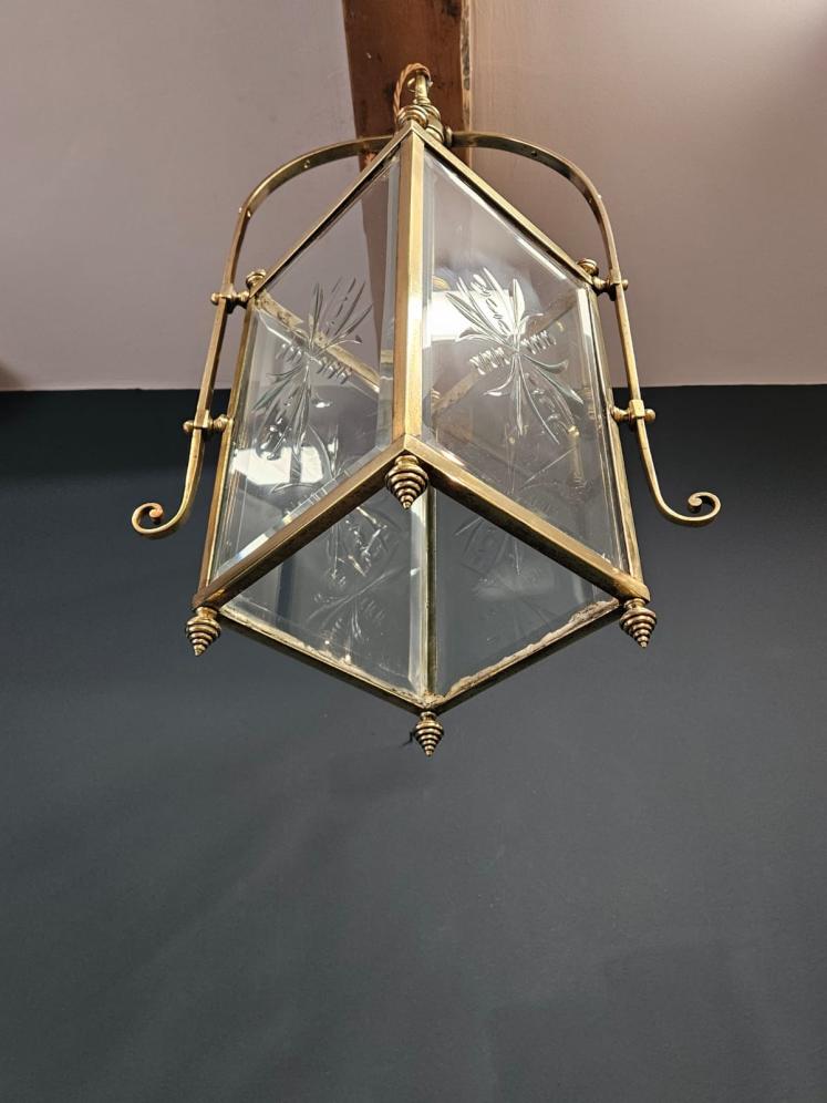 Edwardian Brass Framed Hall Lantern - Image 4