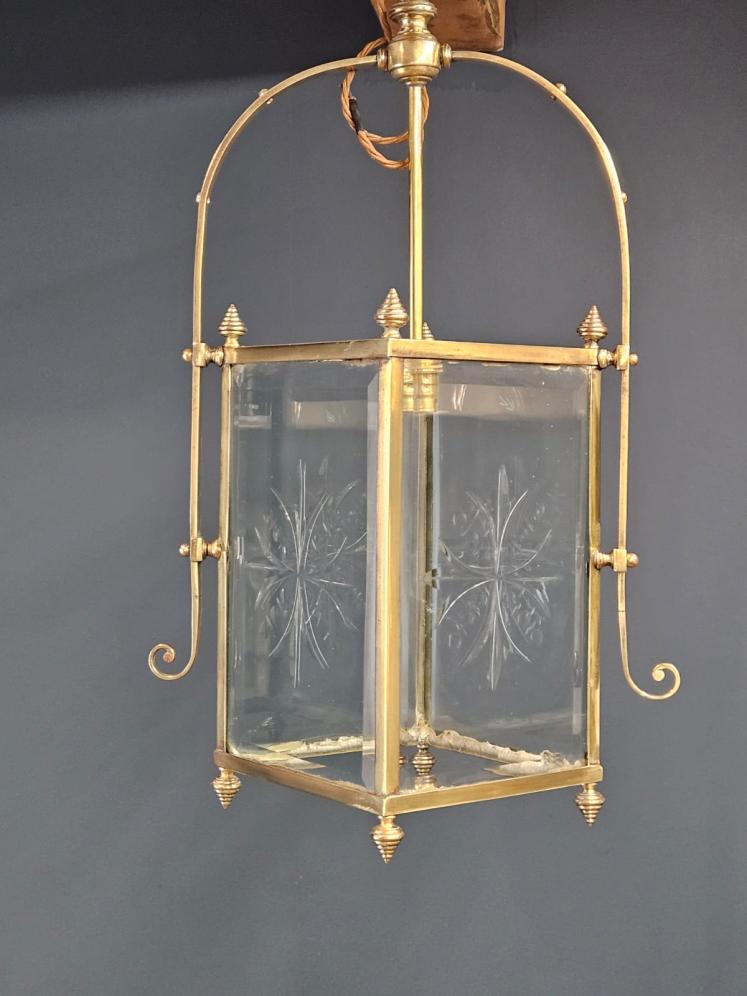Edwardian Brass Framed Hall Lantern - Image 1