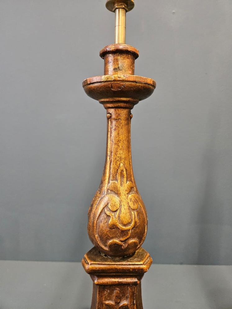 Pair of Timber Gilt Candlestick Lamps - Image 6