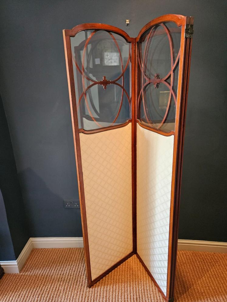 Outstanding Quality Edwardian Inlaid Mahogany Room Screen - Image 3
