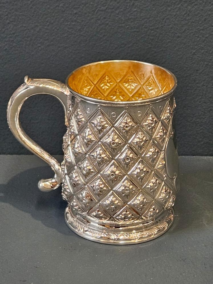 Outstanding George II Silver Quilted Design Mug - Image 1