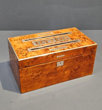 Victorian Burr Satinwood Letters Post Box - Image