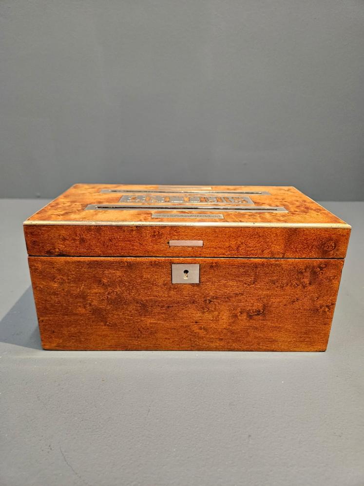 Victorian Burr Satinwood Letters Post Box - Image 3