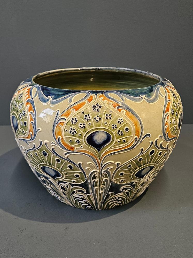 Moorcroft Peacock Feathers Florin Jardiniere - Image 1