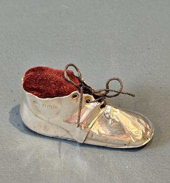Edwardian Silver Child's Boot Pin Cushion