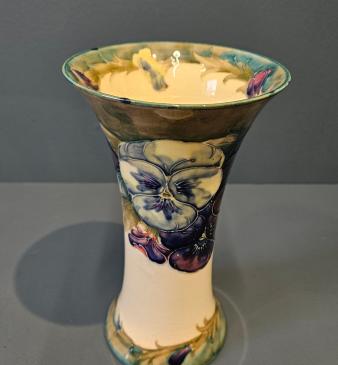 Moorcroft Pansy on White Vase - Image