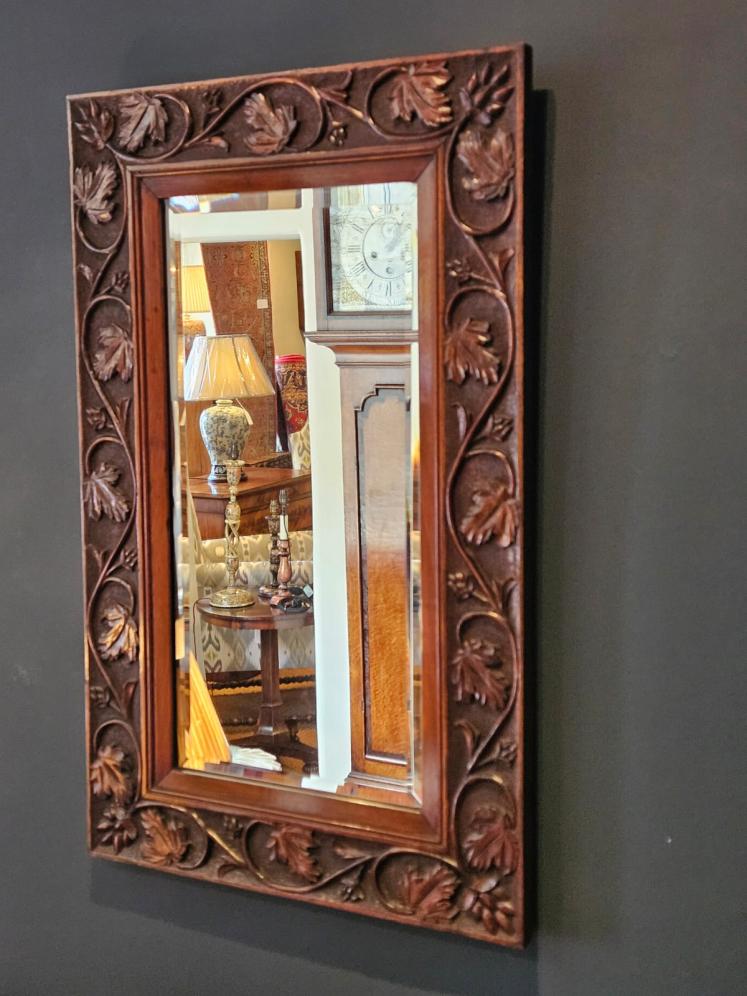 Victorian Carved Oak Framed Mirror - Image 5