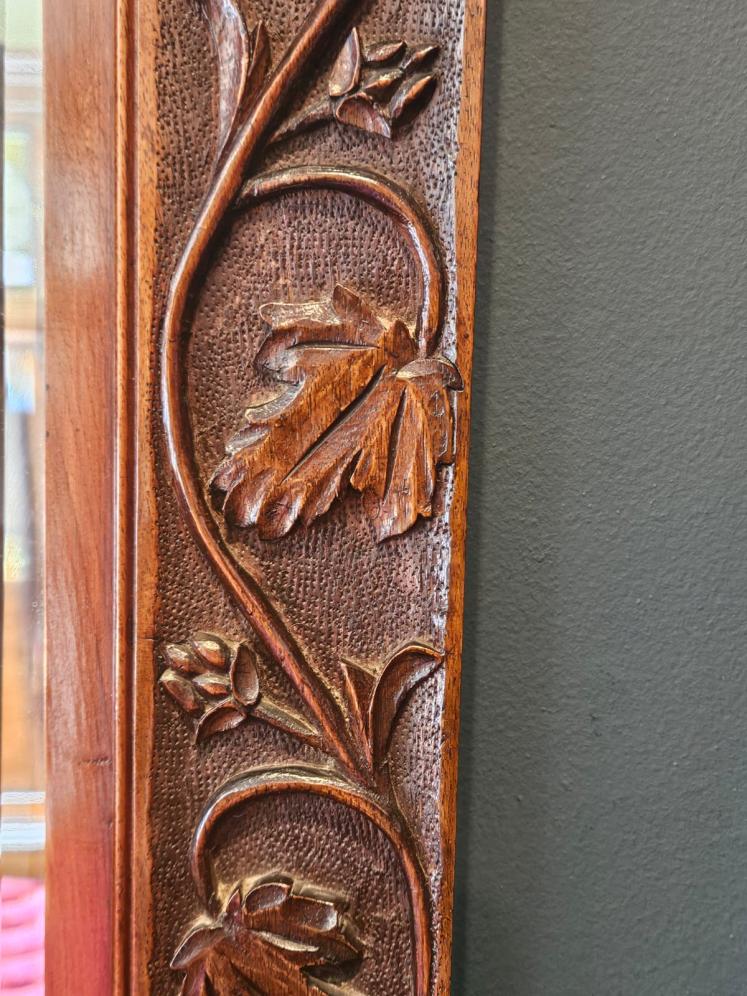 Victorian Carved Oak Framed Mirror - Image 4