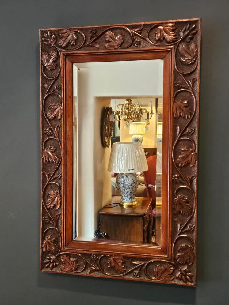 Victorian Carved Oak Framed Mirror - Image 3