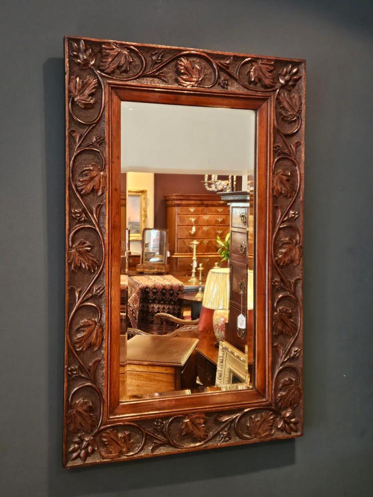 Victorian Carved Oak Framed Mirror - Image 2