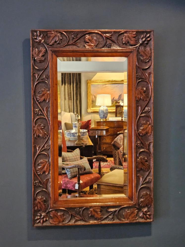 Victorian Carved Oak Framed Mirror - Image 1