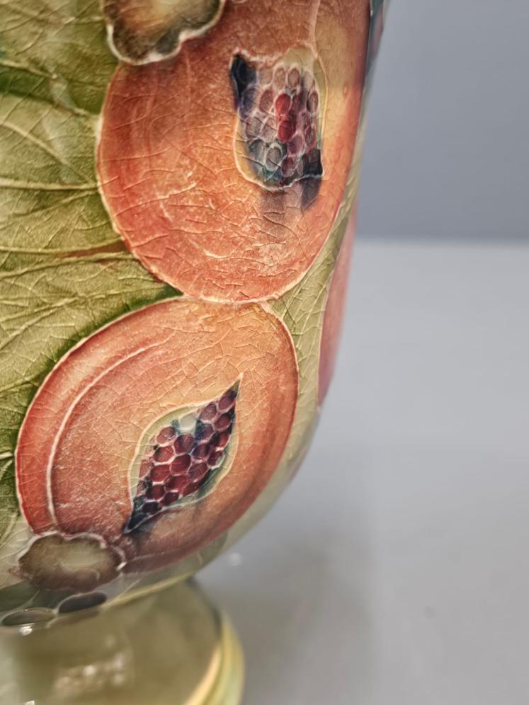 Rare Liberty Moorcroft Pomegranate on Green Pedestal Vase - Image 5
