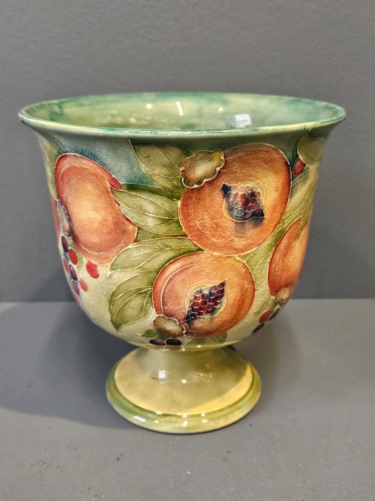 Rare Liberty Moorcroft Pomegranate on Green Pedestal Vase - Image 1