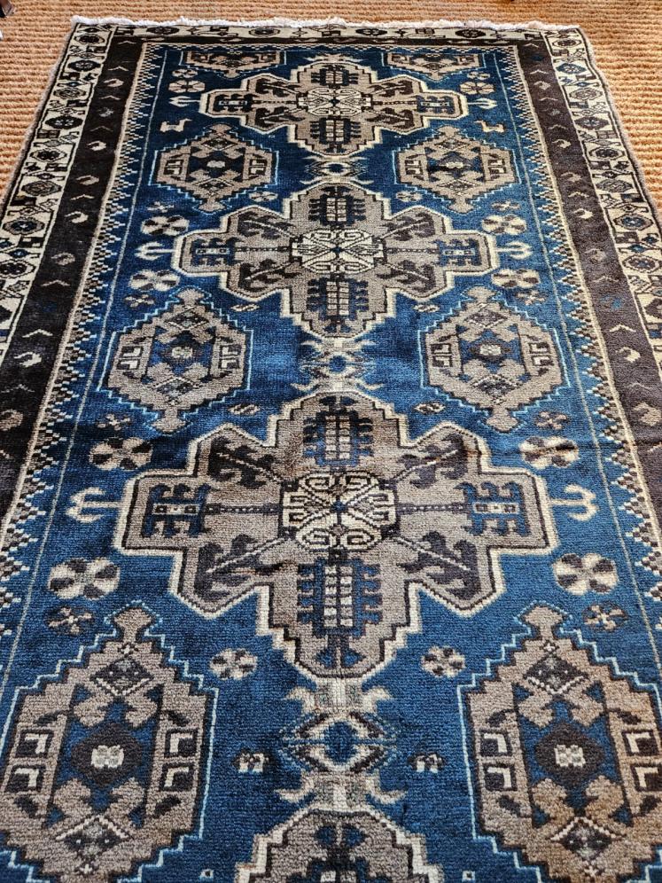 Persian Teal Blue Pure Wool Rug - Image 8