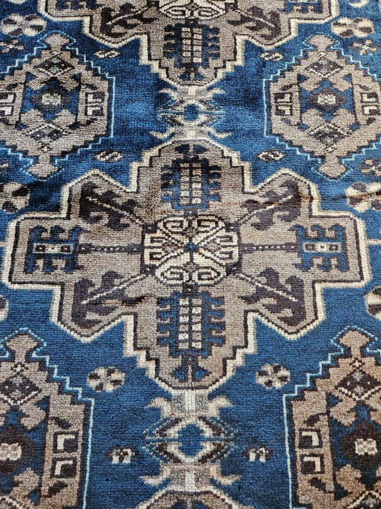 Persian Teal Blue Pure Wool Rug - Image 7