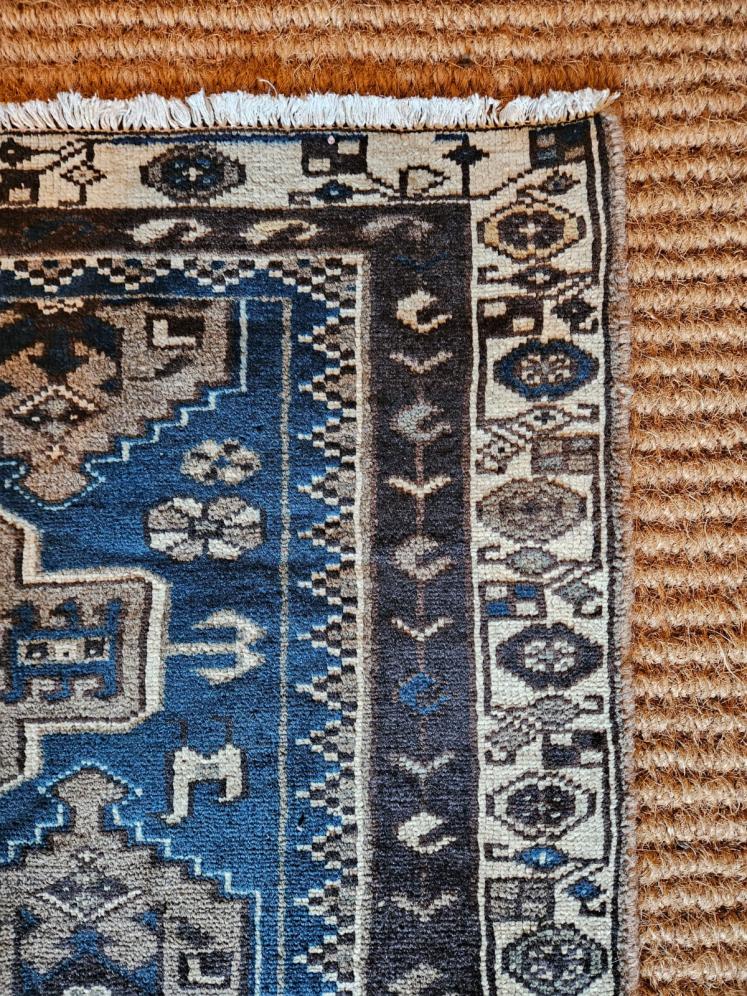 Persian Teal Blue Pure Wool Rug - Image 3