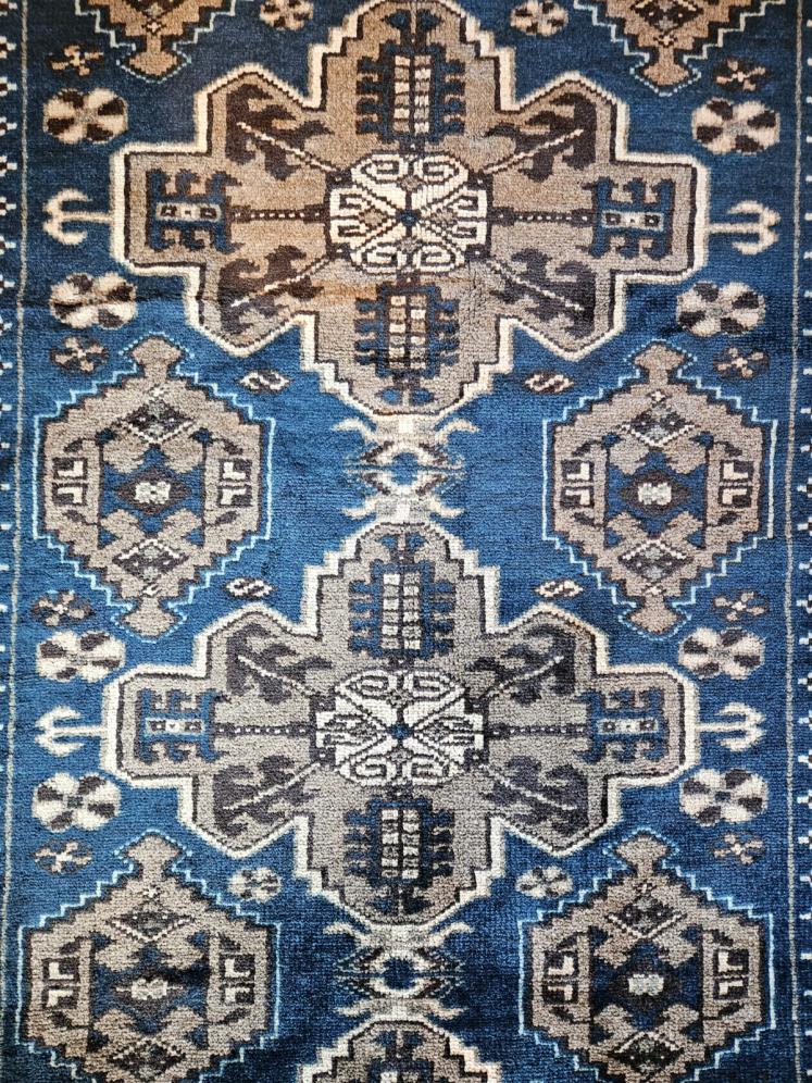 Persian Teal Blue Pure Wool Rug - Image 2
