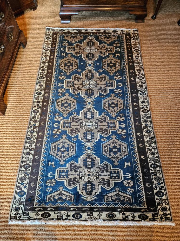 Persian Teal Blue Pure Wool Rug - Image 1