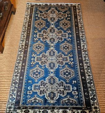 Persian Teal Blue Pure Wool Malayer Rug
