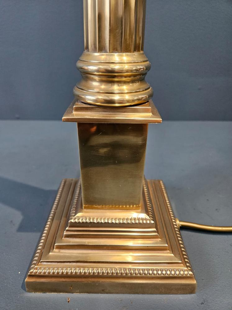 Matching Pair of Brass Corinthian Column Table Lamps - Image 3