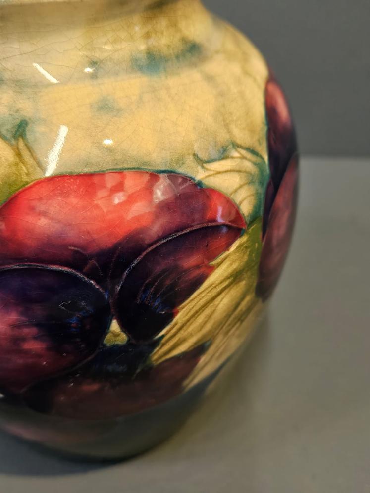 Early Moorcroft Pansy Grey Top Vase - Image 7