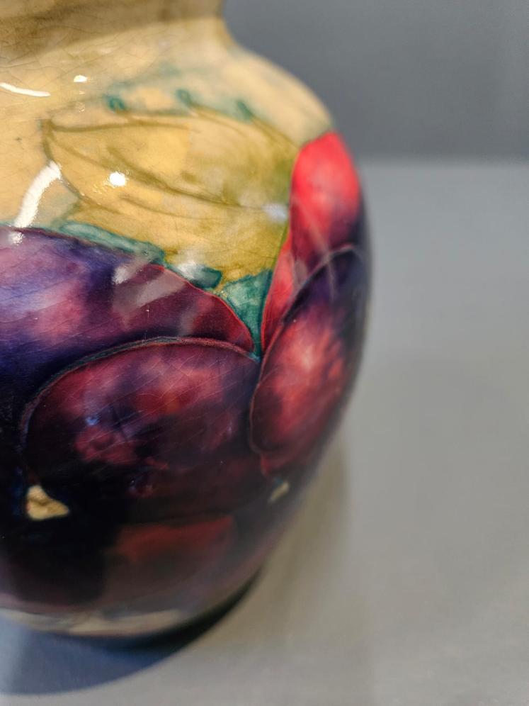 Early Moorcroft Pansy Grey Top Vase - Image 6