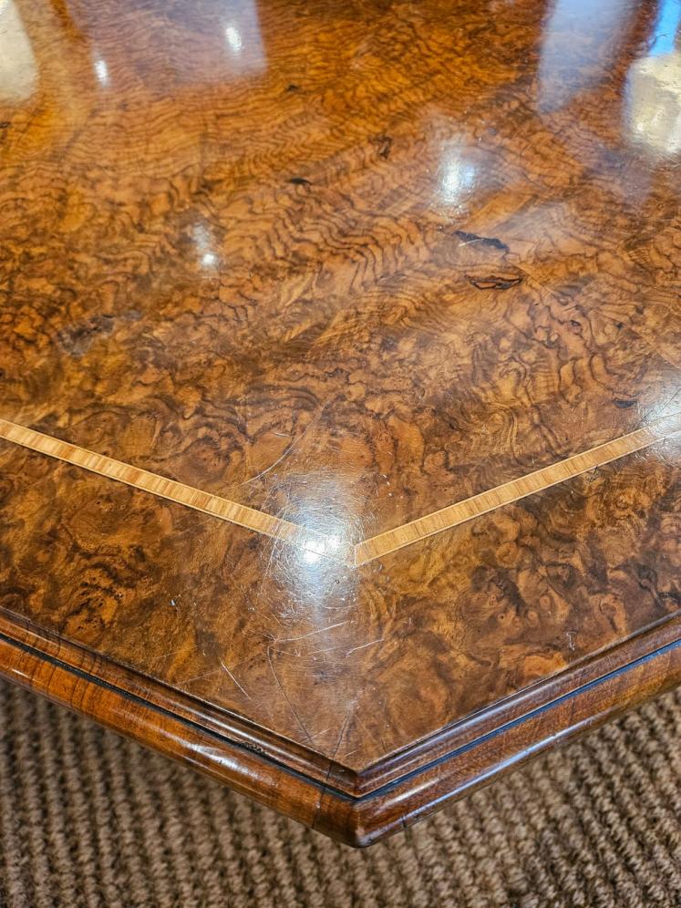 Large Superb Victorian Burr Walnut Octagonal Coffee Table  - Image 10