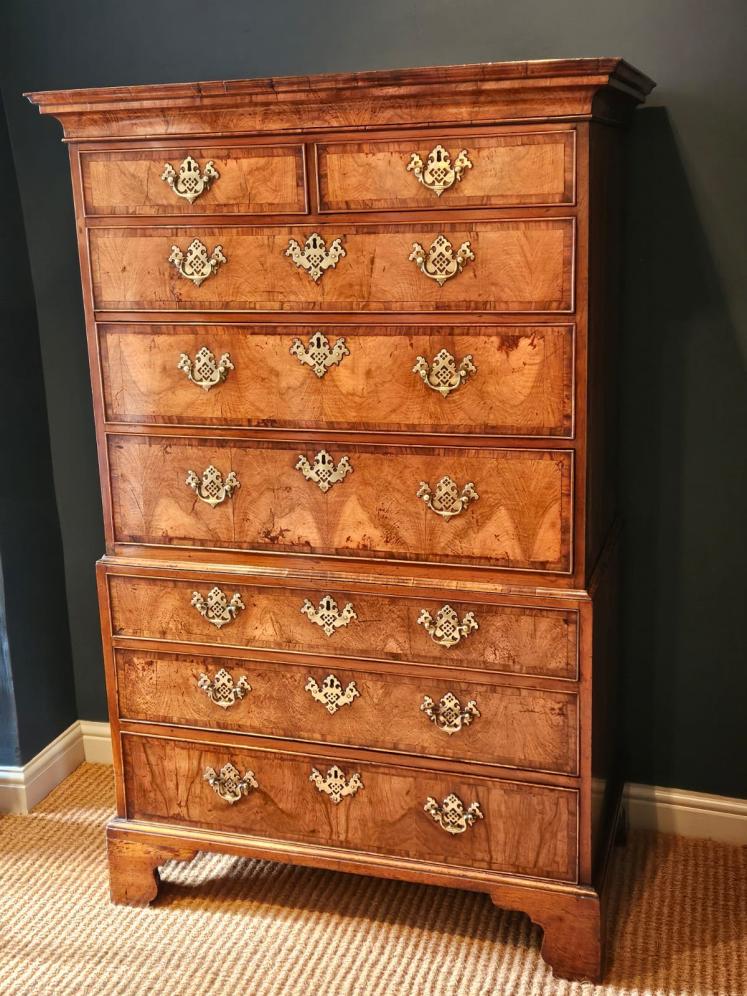 George II Walnut Chest on Chest  - Image 7