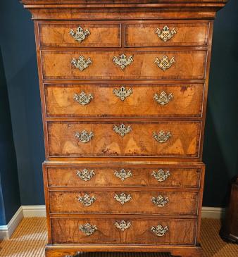 George II Walnut Chest on Chest  - Image