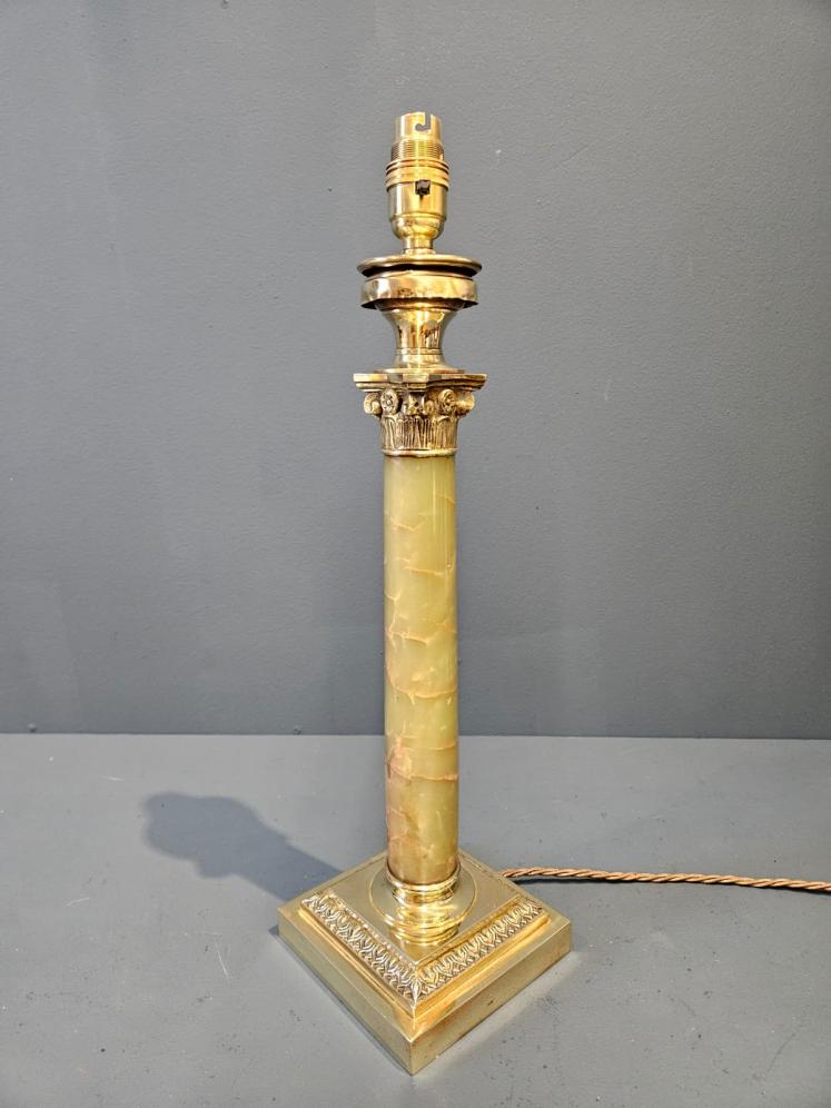 Late Victorian Brass and Marble Table Lamp - Image 6