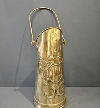 Victorian Art Nouveau Brass Coal Scuttle - Image
