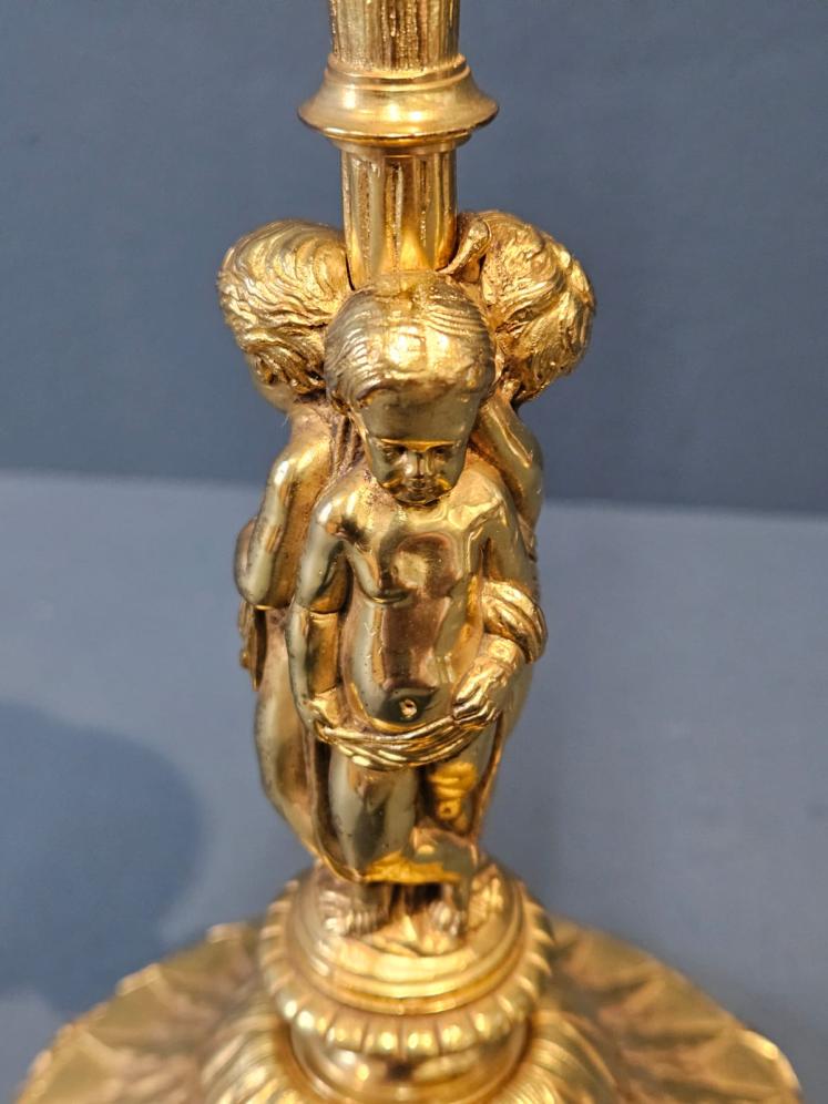 Superb Pair Of Victorian Gilt Bronze Cherub Candlesticks - Image 5