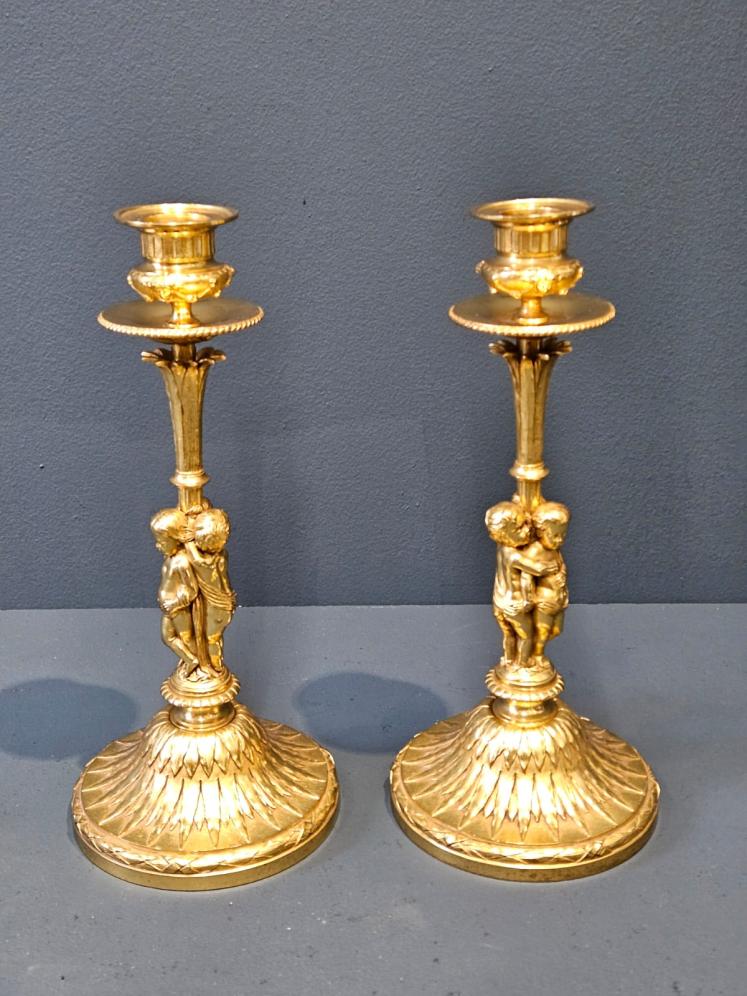 Superb Pair Of Victorian Gilt Bronze Cherub Candlesticks - Image 4