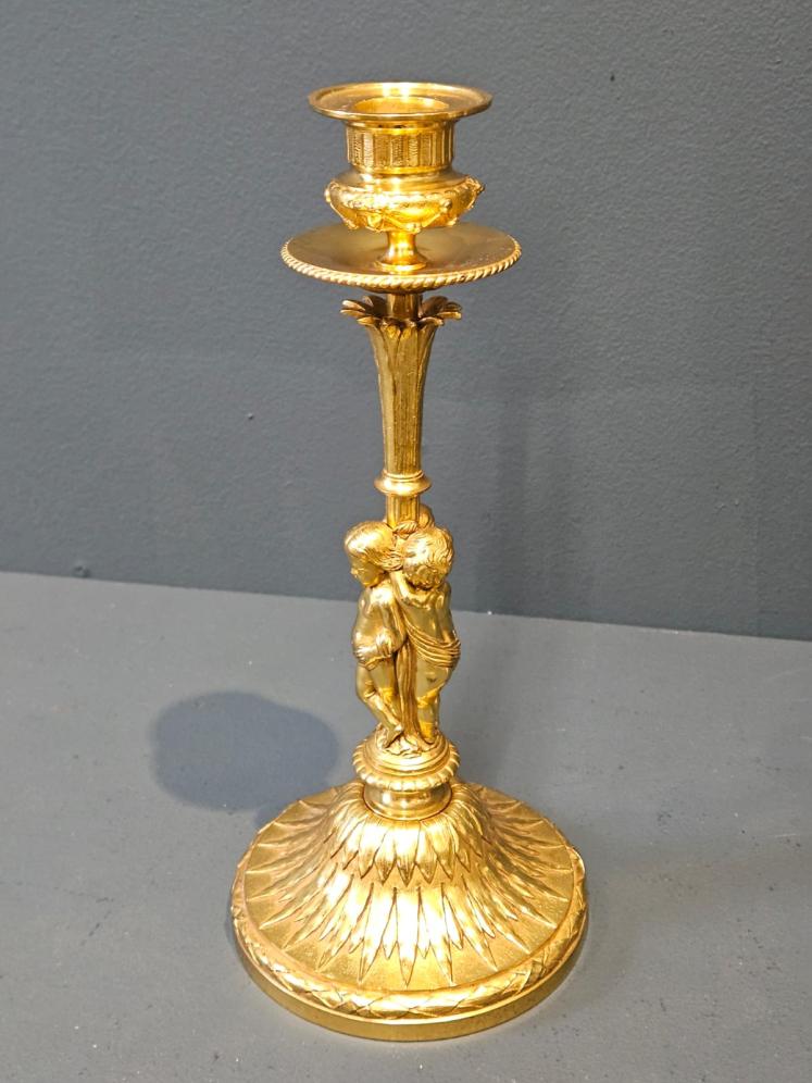 Superb Pair Of Victorian Gilt Bronze Cherub Candlesticks - Image 3