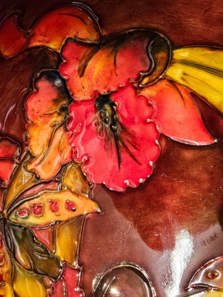 Moorcroft Slipper Orchid Flambe Glazed Bowl - Image 3