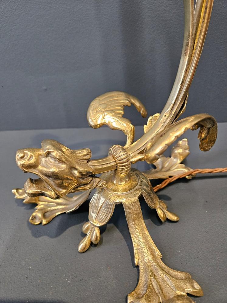 Unusual Late Victorian Brass Griffin Table Lamp - Image 2