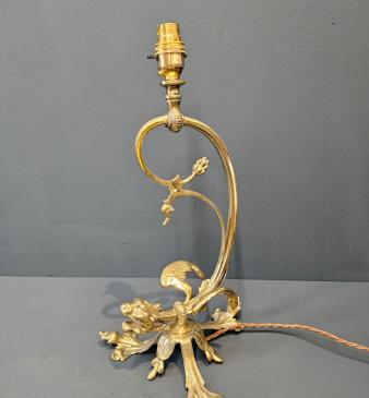 Unusual Late Victorian Brass Griffin Table Lamp - Image