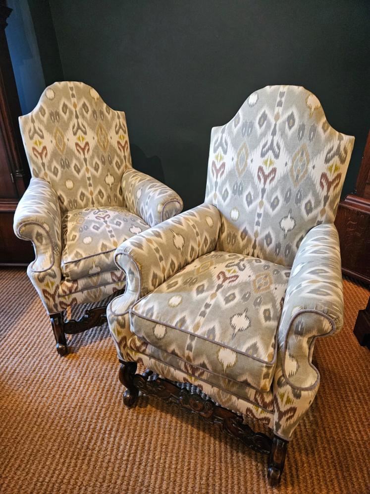 Pair of Victorian Upholstered Arm Chairs - Image 1