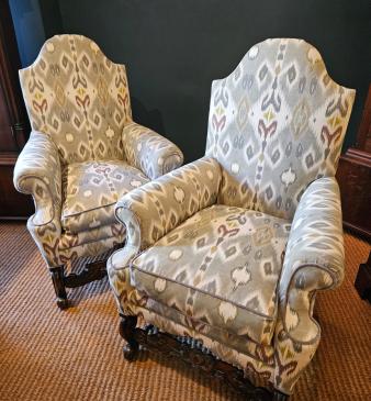 Pair of Victorian Upholstered Arm Chairs - Image