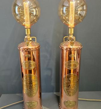 Pair of Copper Fire Extinguisher Lamps - Image