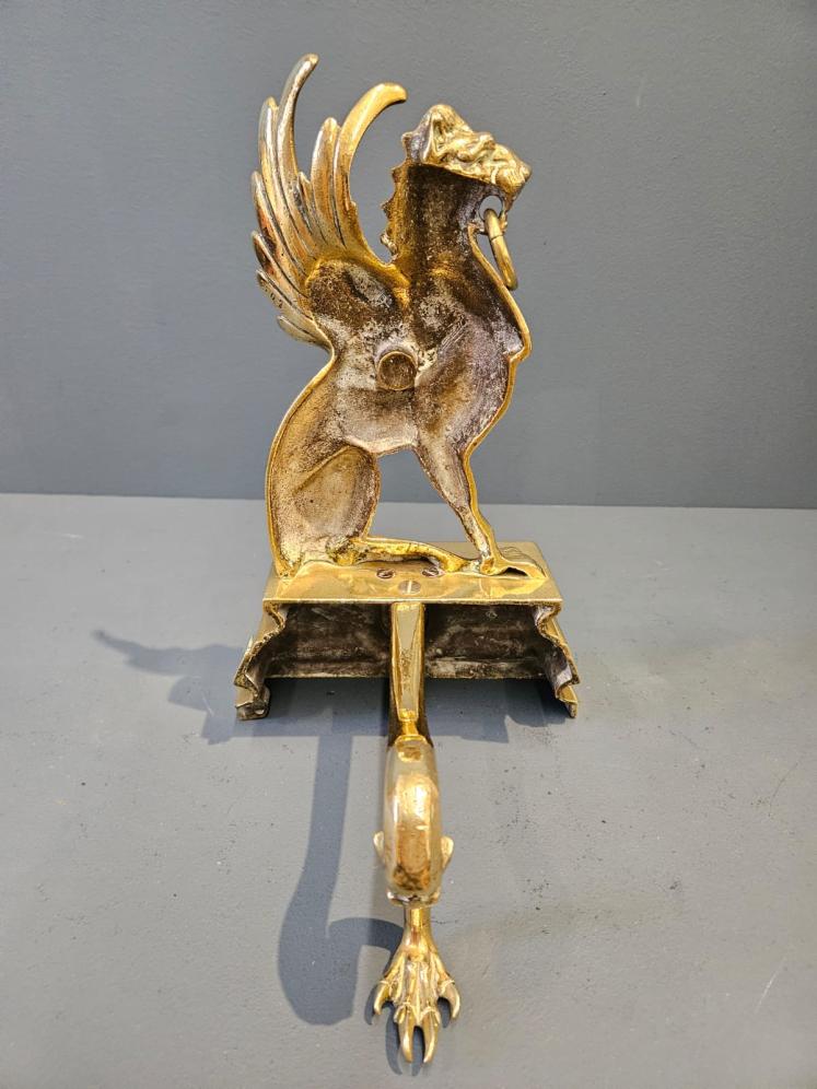 Pair of Victorian Brass Griffin Fire Dogs - Image 7