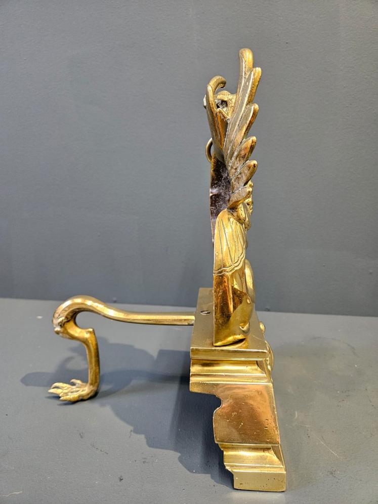 Pair of Victorian Brass Griffin Fire Dogs - Image 2