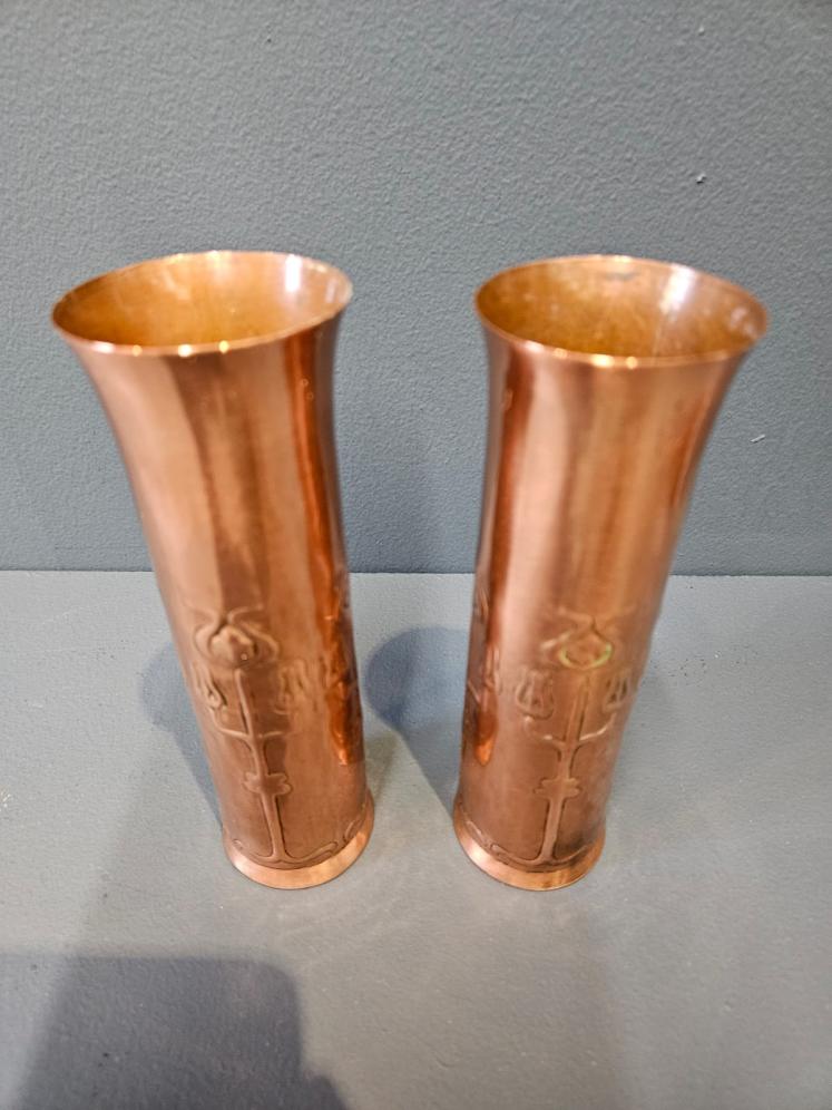 Pair of Keswick School of Arts Copper Spill Vases - Image 2