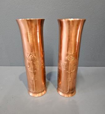 Pair of Keswick School of Arts Copper Spill Vases