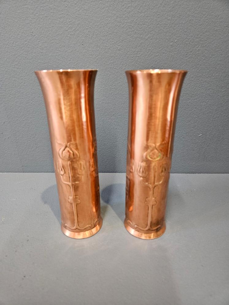 Pair of Keswick School of Arts Copper Spill Vases - Image 1