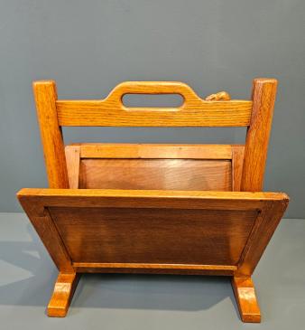 Thompson of Kilburn Mouseman Adzed Oak Magazine Rack - Image