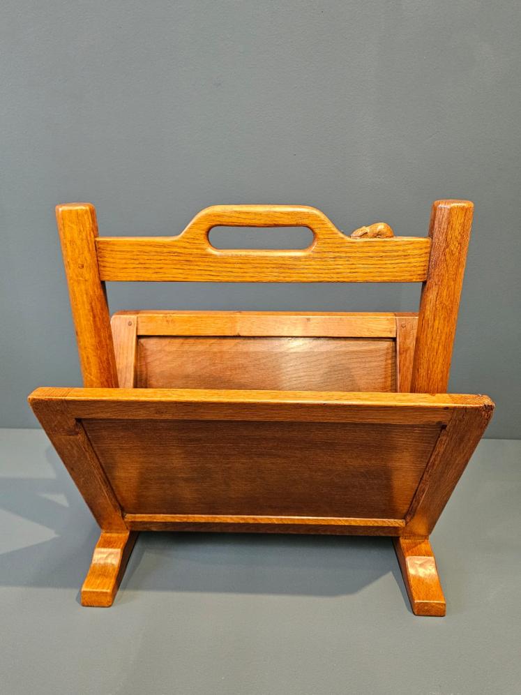 Thompson of Kilburn Mouseman Adzed Oak Magazine Rack - Image 1